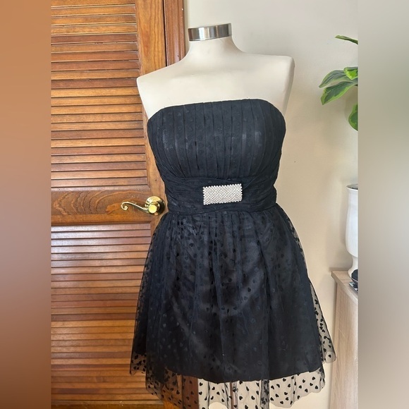 Unique Vintage Y2K Black Formal Mini Dress - Picture 2 of 6